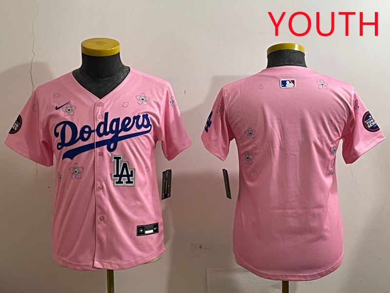 Youth Los Angeles Dodgers Blank Pink Sakura Edition 2025 Nike MLB Jersey style 6